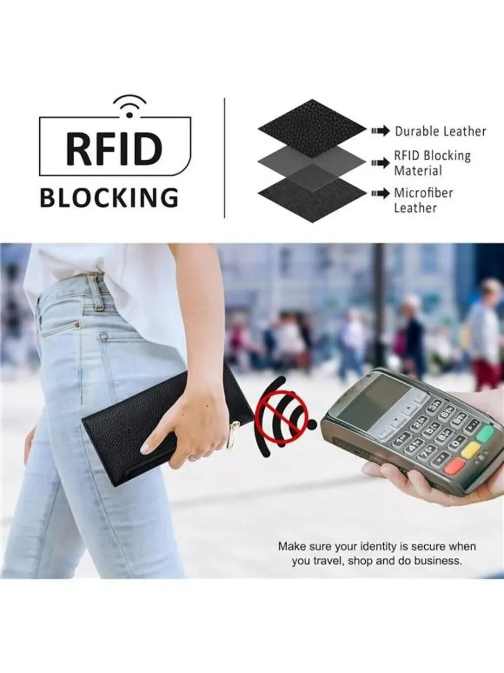 Ultra Slim Womens Wallet Leather RFID Bifold Credit Card Holder Travel Purse